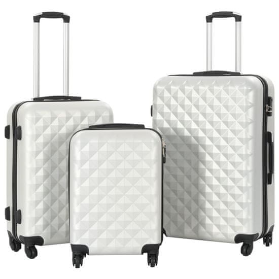Greatstore Sada skořepinových kufrů na kolečkách 3 ks jasně stříbrná ABS