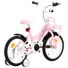 Greatstore Dětské kolo s předním nosičem 16'' bílo-růžové