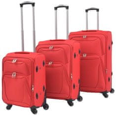 shumee 3dílná souprava měkkých kufrů na kolečkách, červená