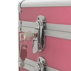 Vidaxl Kosmetický kufřík na kolečkách hliník růžový