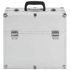 Greatstore Kosmetický kufřík 37 x 24 x 35 cm stříbrný hliník
