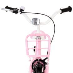 shumee Dětské kolo s předním nosičem 12'' bílo-růžové