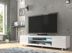 Homlando TV stolek KATE 189 cm bílý lesk s LED osvětlením