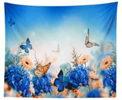 EXCELLENT Dekorativní tapisérie 150x100 cm - Modré květy s motýlem