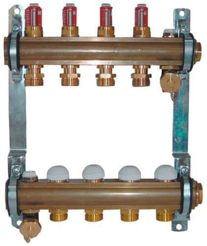Herz Herz 1853204 rozdělovač a sběrač podlahového vytápění, 4 okruhový, DN25, s průtokoměrem