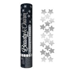 Vystřelovací konfety 30 cm - stříbrné hvězdy - 2 balení