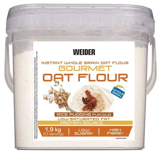 Weider Gourmet Oat Flour 1,9 kg, instantní celozrnná ovesná mouka, Ryžový puding
