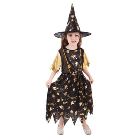 Rappa Dětský kostým čarodějnice černo-zlatá (S)