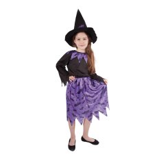 Rappa Dětský kostým čarodějnice s netopýry a kloboukem (S)