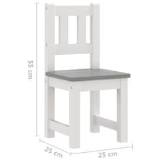 shumee 4dílná sada dětského stolu a židlí bílá a šedá MDF