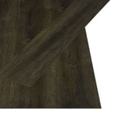 Greatstore Samolepící podlahová prkna 4,46 m2 3 mm PVC tmavě hnědá
