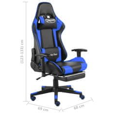 Greatstore Otočná herní židle s podnožkou modrá PVC