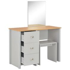 Greatstore Toaletní stolek se zrcadlem a stoličkou šedý 104 x 45 x 131 cm