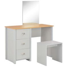 Greatstore Toaletní stolek se zrcadlem a stoličkou šedý 104 x 45 x 131 cm
