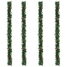 Greatstore Vánoční girlandy 4 ks s baňkami zelené 270 cm PVC