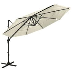 shumee vidaXL 4patrový deštník na hliníkové tyči, písek, 3x3 m