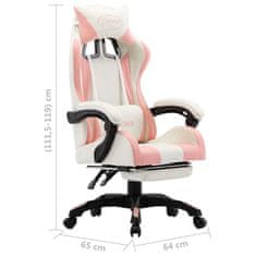 shumee Herní židle s podnožkou růžová a černá umělá kůže