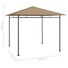 Greatstore Altán 3 x 3 x 2,7 m taupe 180 g/m2