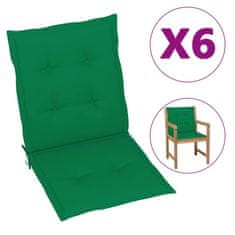 Greatstore Podušky na zahradní židle 6 ks zelené 100 x 50 x 4 cm