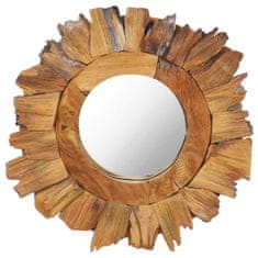 shumee vidaXL Nástěnné zrcadlo 40 cm Teakové dřevo kulaté