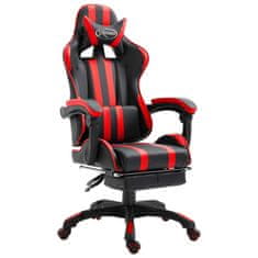 Greatstore Herní židle s podnožkou červená umělá kůže