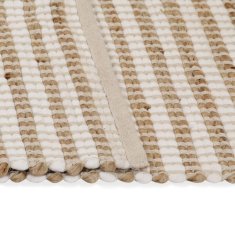 Vidaxl Ručně tkaný kusový koberec z juty 120 x 180 cm přírodní a bílý