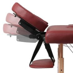 Vidaxl Červený skládací masážní stůl se 2 zónami a dřevěným rámem
