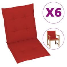 Vidaxl Podušky na zahradní židle 6 ks červené 100 x 50 x 4 cm