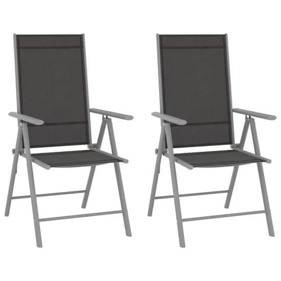 Vidaxl Skládací zahradní židle 2 ks textilen černé