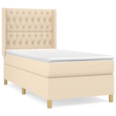 Vidaxl Box spring postel s matrací krémová 90x190 cm textil