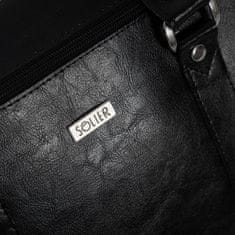 Solier Kožená příruční taška na notebook Kilbridge Black