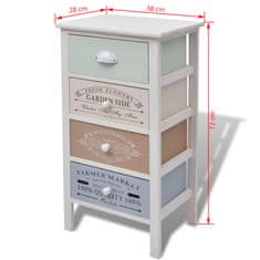 Vidaxl Úložná skříňka ve francouzském stylu se 4 zásuvkami dřevěná