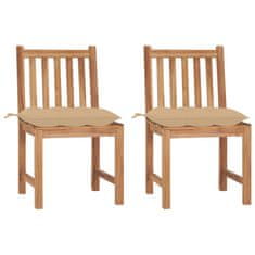 Vidaxl Zahradní židle 2 ks s poduškami masivní teakové dřevo