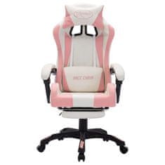 Vidaxl Herní židle s RGB LED podsvícením růžovo-bílá umělá kůže