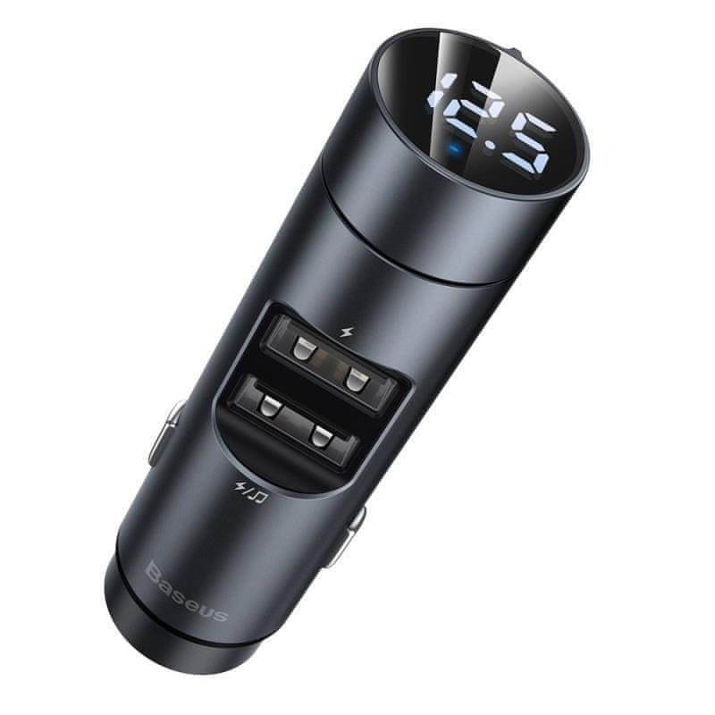 Levně BASEUS Bluetooth MP3 FM Transmiter Energy Column CCNLZ-0G s nabíjením 2xUSB 3.1A tmavě šedý