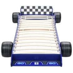 shumee Dětská postel ve tvaru závodního auta 90 x 200 cm modrá