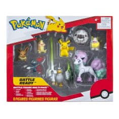 Jazwares Pokémon balení 8 figurek Yamper, Wooloo, Pikachu 8, Hangry Morpeko, Full Belly Morpeko, Toxel, Galarian Ponyta, Sirfetch'd