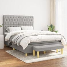 Vidaxl Box spring postel s matrací světle šedá 140 x 200 cm textil