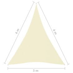 Vidaxl Stínící plachta oxfordská látka trojúhelníková 3x4x4 m krémová