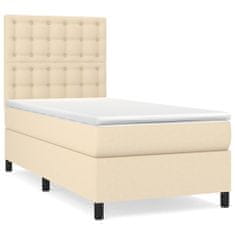 Vidaxl Box spring postel s matrací krémová 90x200 cm textil