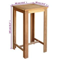 shumee Barový stůl z masivního akáciového dřeva 60 x 60 x 105 cm