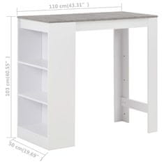 Greatstore Barový stůl s regálem bílý 110 x 50 x 103 cm