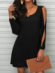 Módní dámské černé šaty s rozparky na ramenou