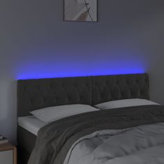 Greatstore Čelo postele s LED tmavě šedé 160 x 7 x 78/88 cm samet