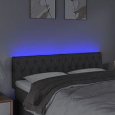 Greatstore Čelo postele s LED tmavě šedé 144 x 7 x 78/88 cm textil