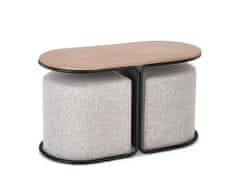 Halmar Konferenční stolek s taburetem Pampa - ořech / černá / šedá