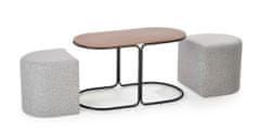 Halmar Konferenční stolek s taburetem Pampa - ořech / černá / šedá