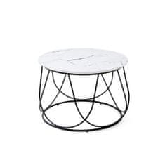 Halmar Kulatý konferenční stolek Nubira - bílý mramor / černý