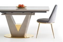 Halmar Rozkládací jídelní stůl Valentino - světle šedý / zlatý