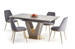 Halmar Rozkládací jídelní stůl Valentino - světle šedý / zlatý